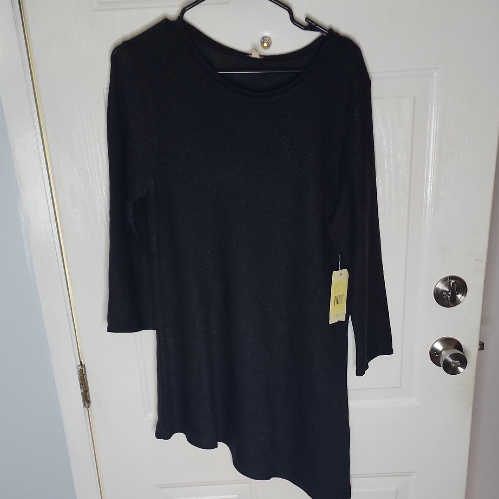 90s 00s Reba Black Tunic Top for Women